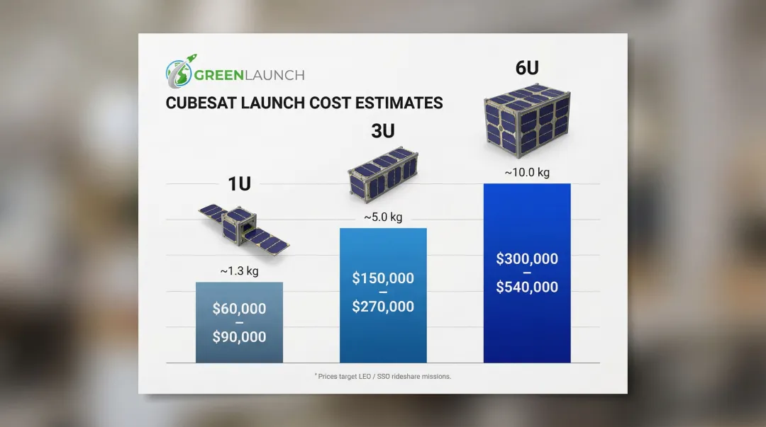 CubeSat rideshare launch cost comparison by 1U 3U and 6U size
