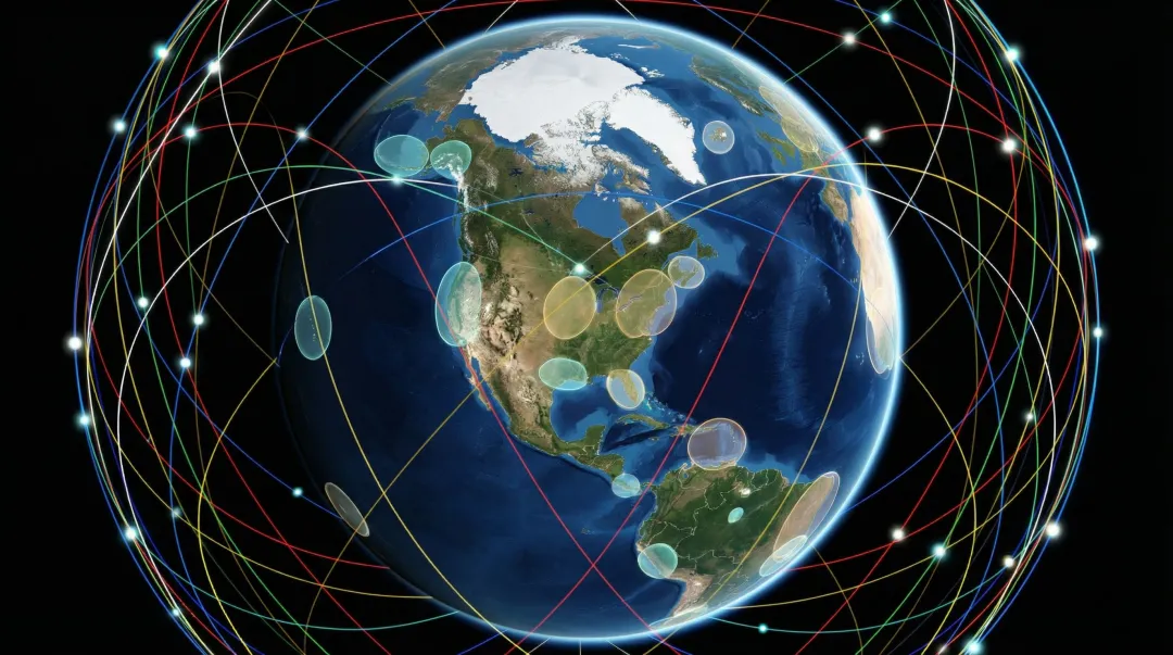 Small satellite LEO constellation orbiting Earth providing global daily coverage