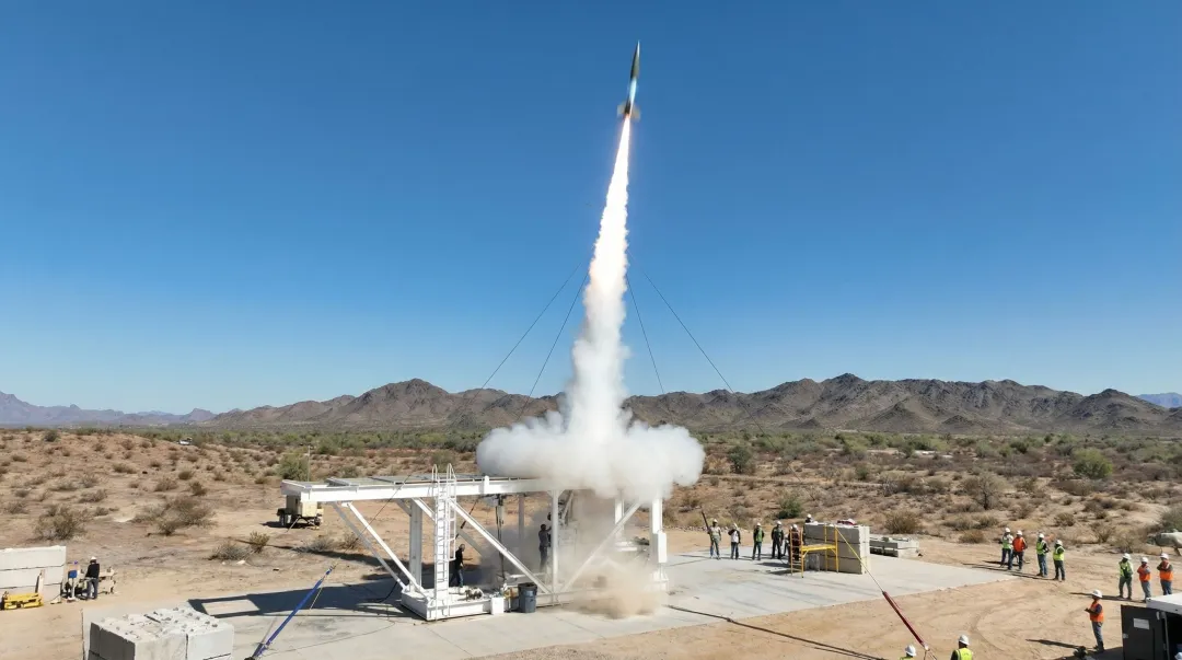 Green Launch light-gas gun system firing during vertical test at Yuma Proving Ground