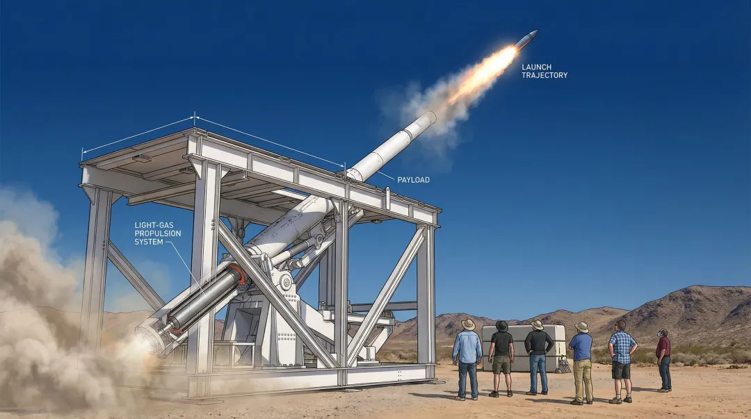 Green Launch light-gas gun system vertical launch sending payload into stratosphere