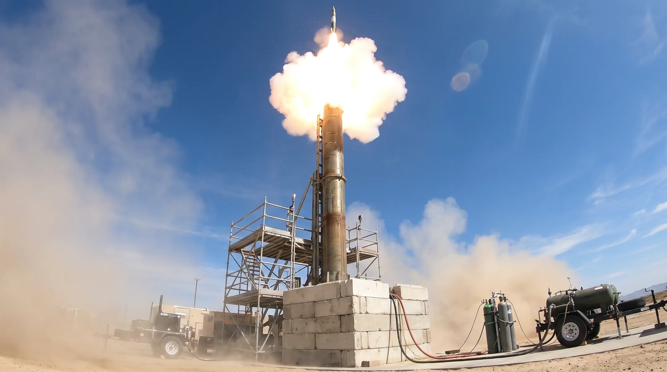 Green Launch hydrogen light-gas propulsion tube during test launch