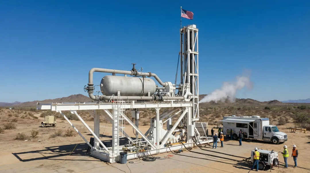 Green Launch hydrogen impulse launcher facility at Yuma Proving Ground during vertical test fire