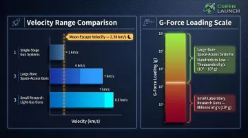 Light-gas gun velocity versus projectile mass performance trade-off comparison chart