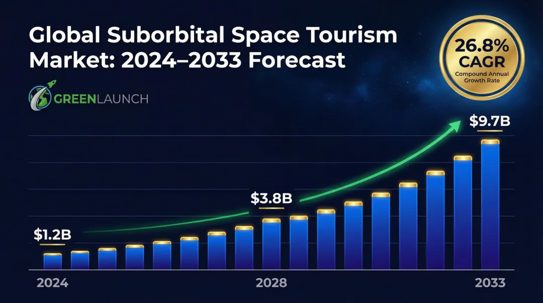 Global suborbital space tourism market growth forecast 2024 to 2033 bar chart