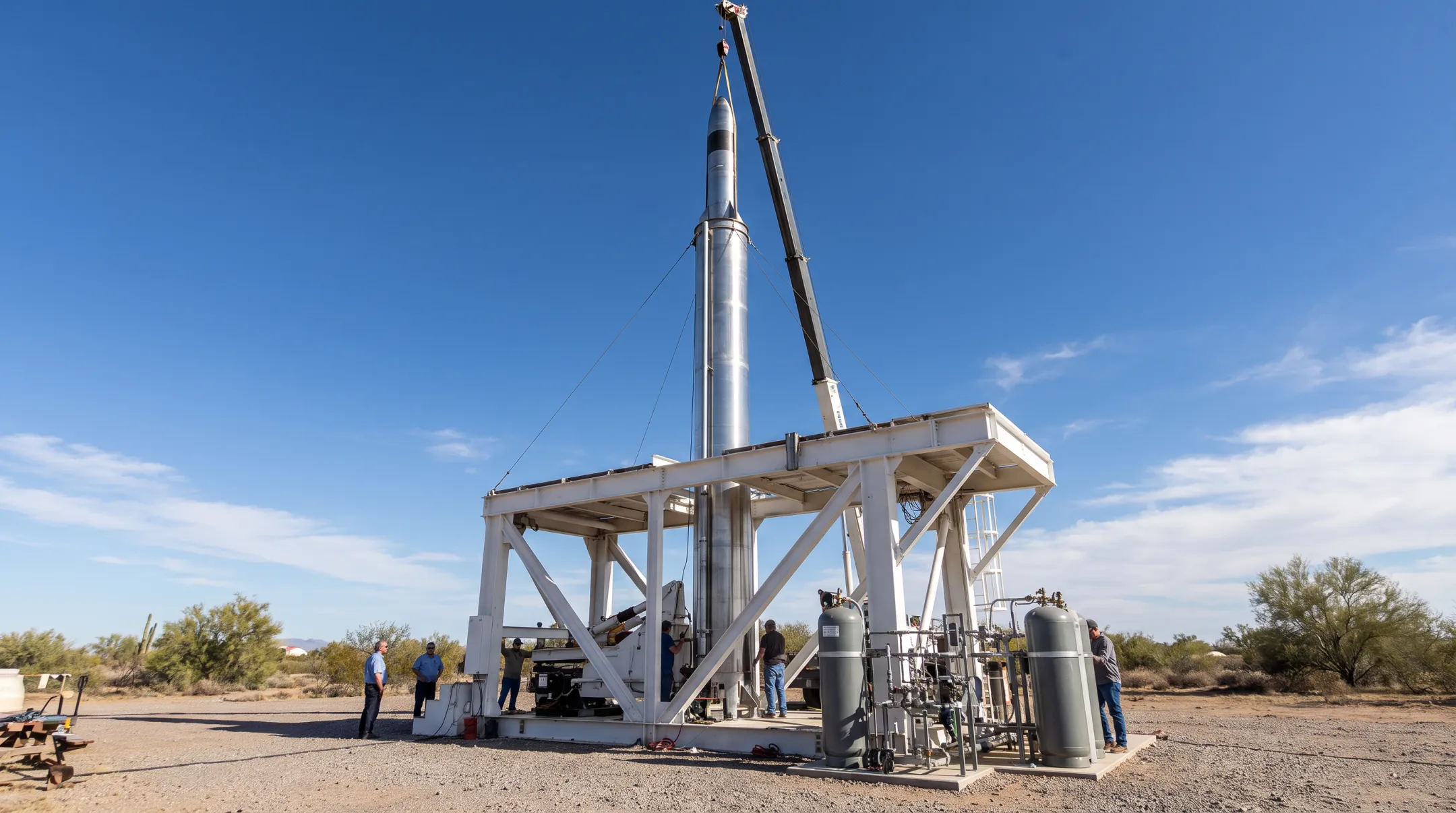 Hydrogen light-gas launch tube vertical rocket test at Yuma Proving Ground