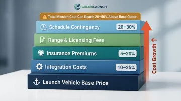 Launch mission total cost stack breakdown showing hidden fees beyond base launch price