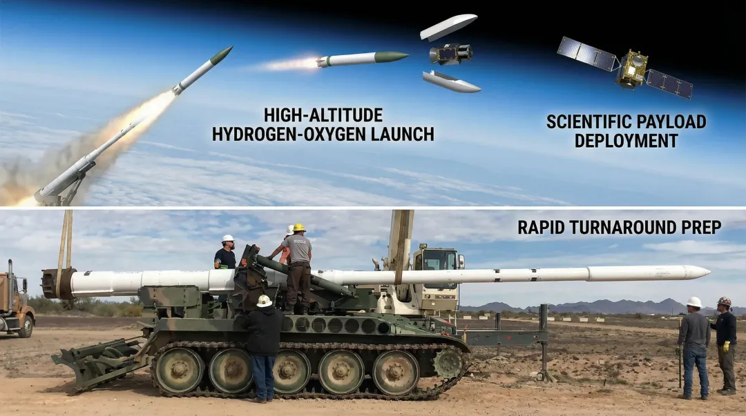 Green Launch hydrogen-oxygen light-gas system launching stratospheric science payload at high altitude