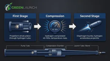 Three-stage light-gas gun operating process flow from propellant to launch