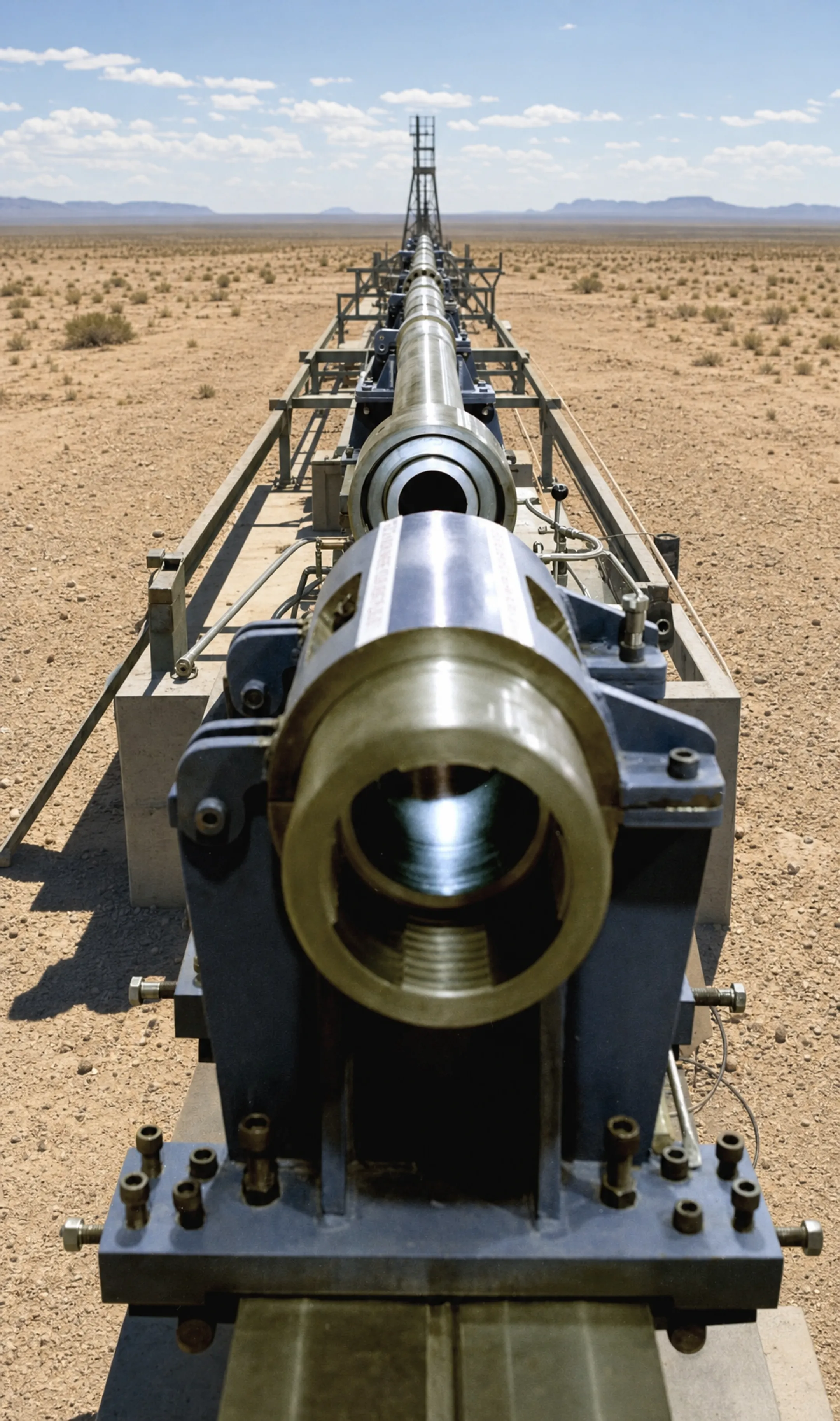 Hydrogen light-gas gun launch tube at desert test range facility