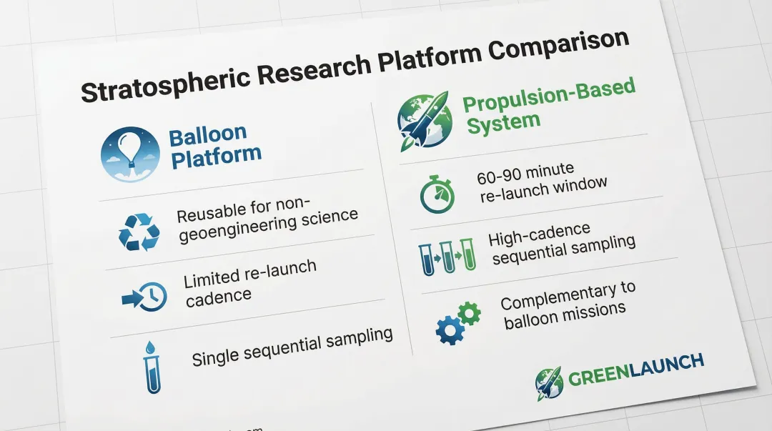 Balloon versus propulsion stratospheric research platform capabilities comparison infographic