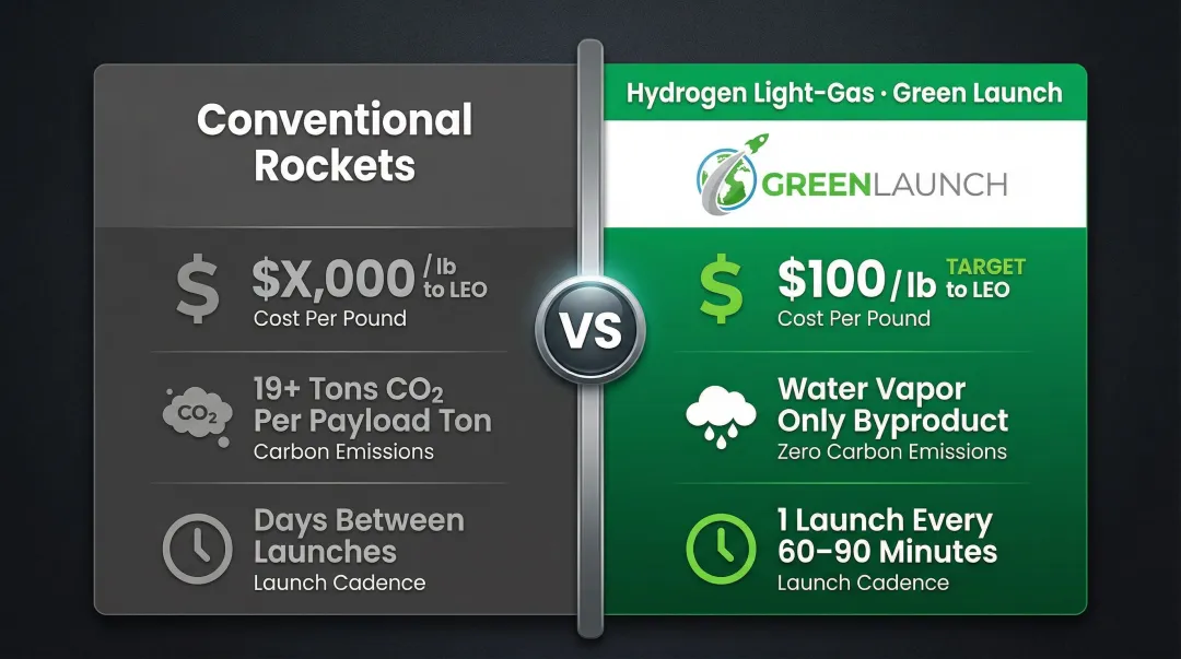 Hydrogen light-gas gun propulsion key performance metrics versus conventional rockets comparison