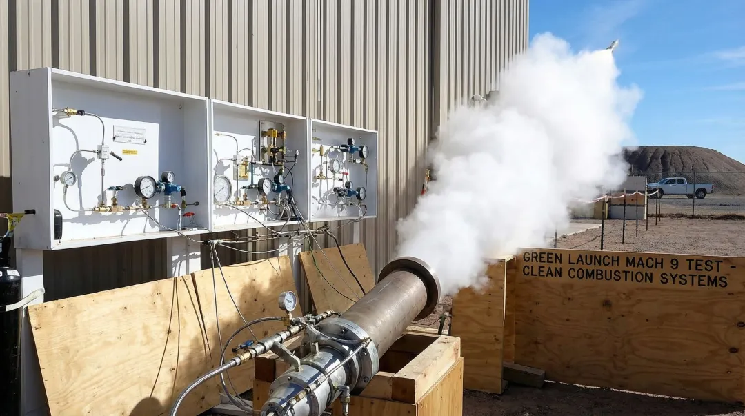 Green Launch Mach 9 test firing demonstrating precision gas injection propellant capture technology