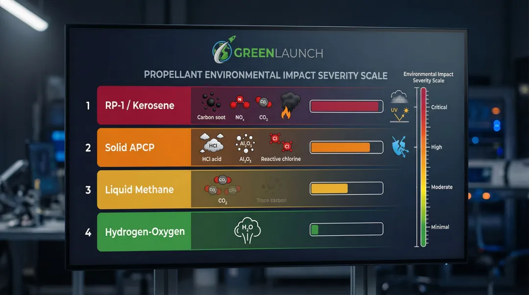 Rocket propellant types combustion byproducts and stratospheric impact comparison chart