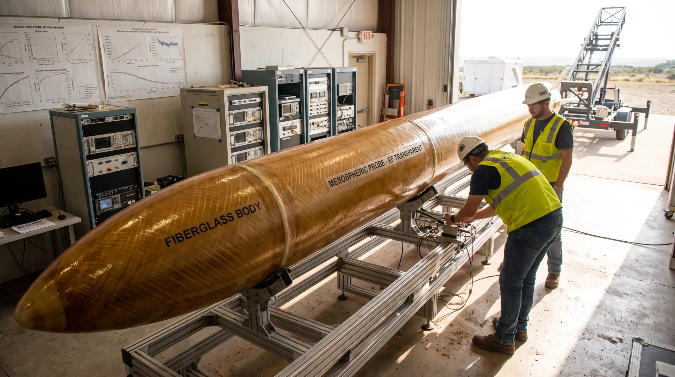 Wound-fiberglass sounding rocket vehicle built for atmospheric sampling missions