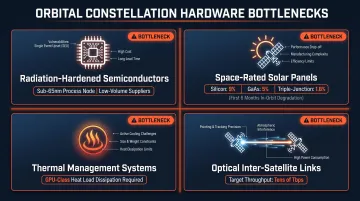 Orbital constellation satellite component supply chain bottlenecks and degradation rates breakdown