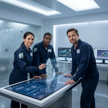 Engineers reviewing propulsion integration plans