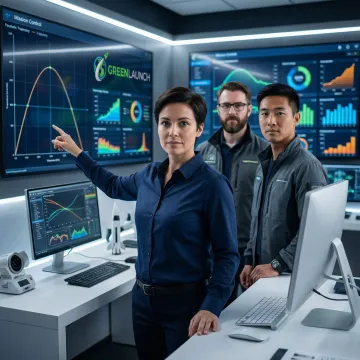 Engineers analyzing projectile launch trajectory data