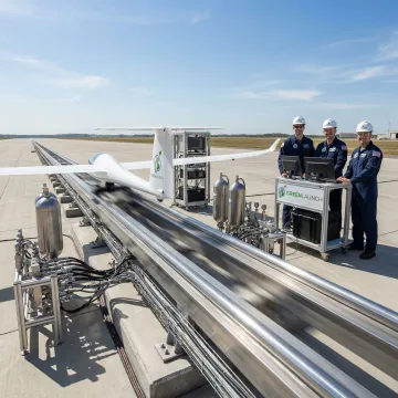 Hydro-pneumatic glider launch system in operation