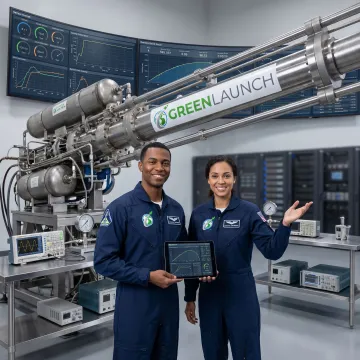 Engineers reviewing light gas launch test data