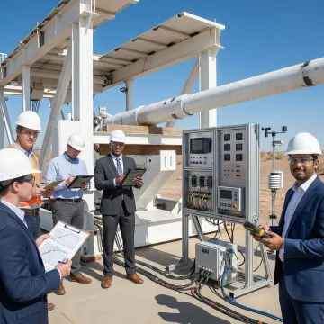 Engineers reviewing payload launch testing