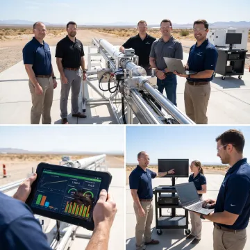 Engineers reviewing interceptor test platform data