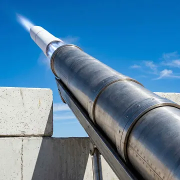 SHARP system light-gas launch tube firing projectile at high velocity