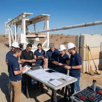 Aerospace team reviewing launch mission process