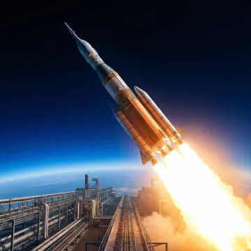 High-speed launch vehicle ascending toward orbit