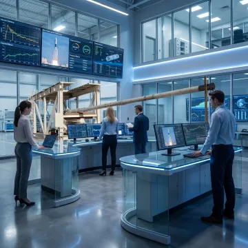 Engineers reviewing rapid launch system operations