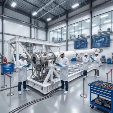 Engineers reviewing advanced launch technology