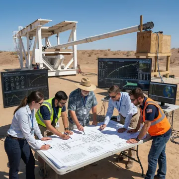 Engineers coordinating a high-altitude launch process