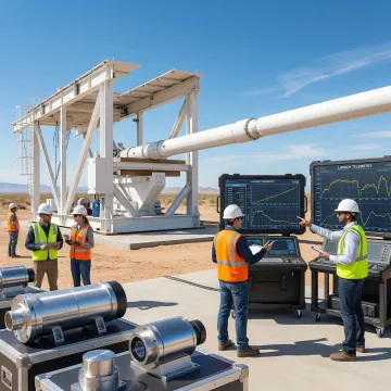 Engineers reviewing high-velocity launch system performance