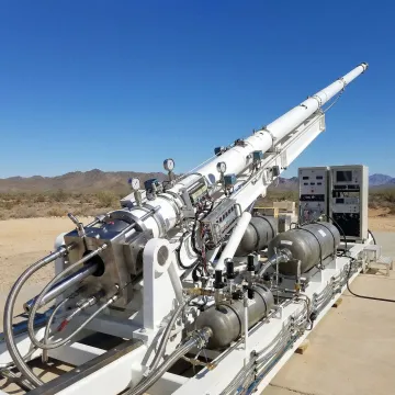 High-velocity gas gun barrel engineering setup