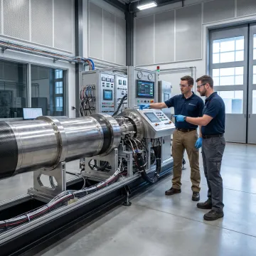 Engineers reviewing hydrogen propulsion launch equipment