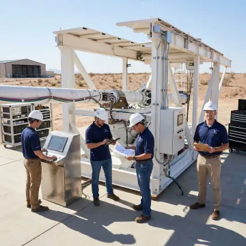 Engineers reviewing a ground launch system configuration