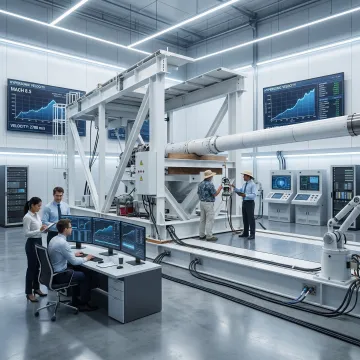 Engineers reviewing hypersonic test data and hardware