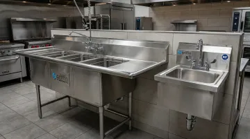 Griffin Products NSF-approved stainless steel compartment and handwash sinks