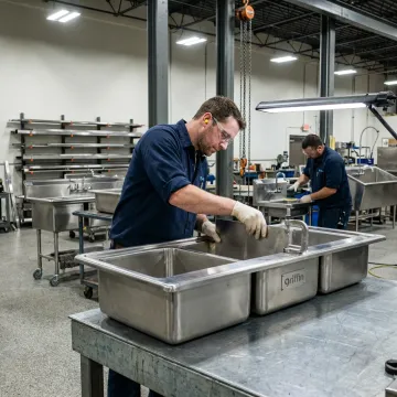 Commercial stainless steel sink fabrication facility