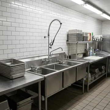Commercial stainless steel sink with drainboards