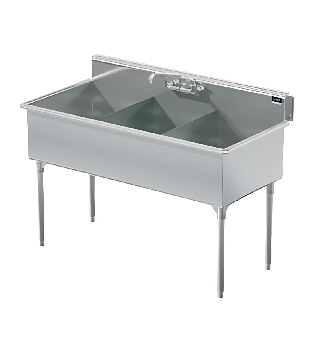 Commercial three compartment stainless steel sink with right drainboard
