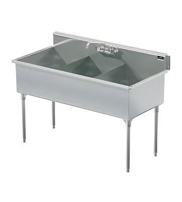 Commercial three compartment stainless steel sink with right drainboard