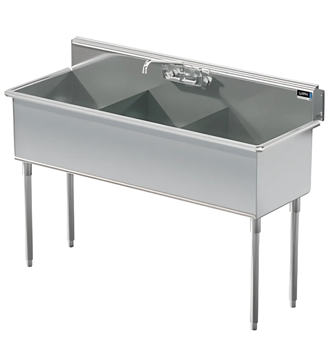 54 inch three compartment stainless steel sink