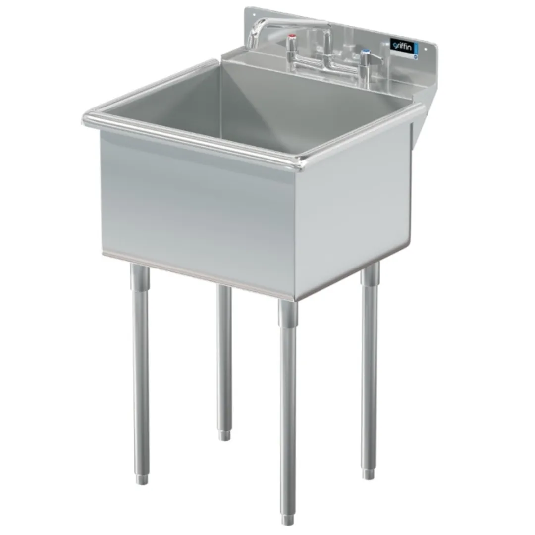 Laundry sink with washboard in a utility room
