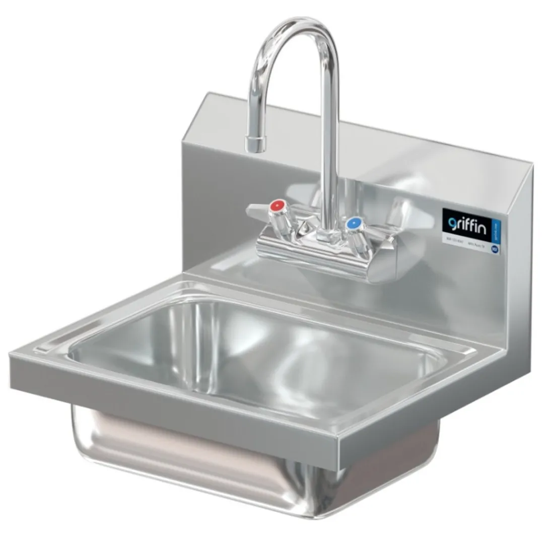Stainless steel medical hand wash sink in a clean facility