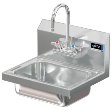 Stainless steel medical hand wash sink in a clean facility