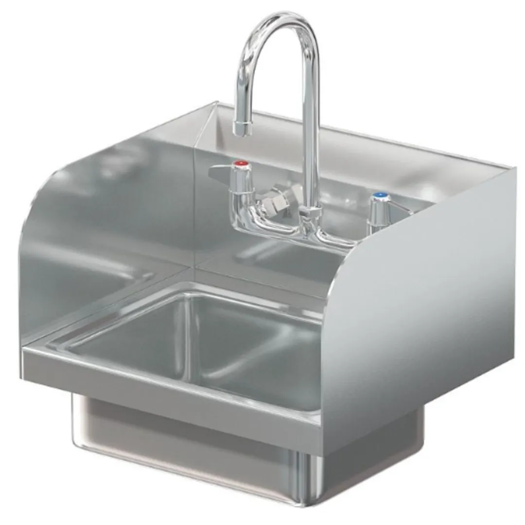 Stainless steel healthcare sink in clinical wash area