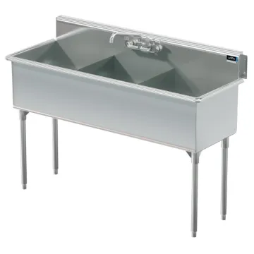Stainless steel triple basin sink with drainboard