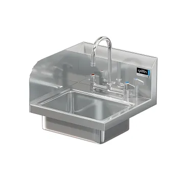 BRAZOS 16GA 14 X 10 X 5 HANDSINK W / DECK FAUCET END SPLASH LEFT