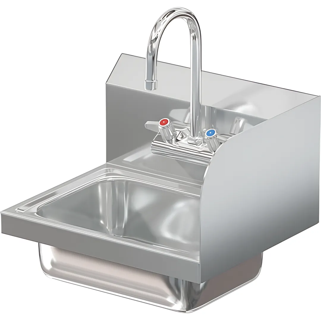 COMAL 14 X 10 X 5 HANDSINK WITH WALL FAUCET END SPLASH RIGHT