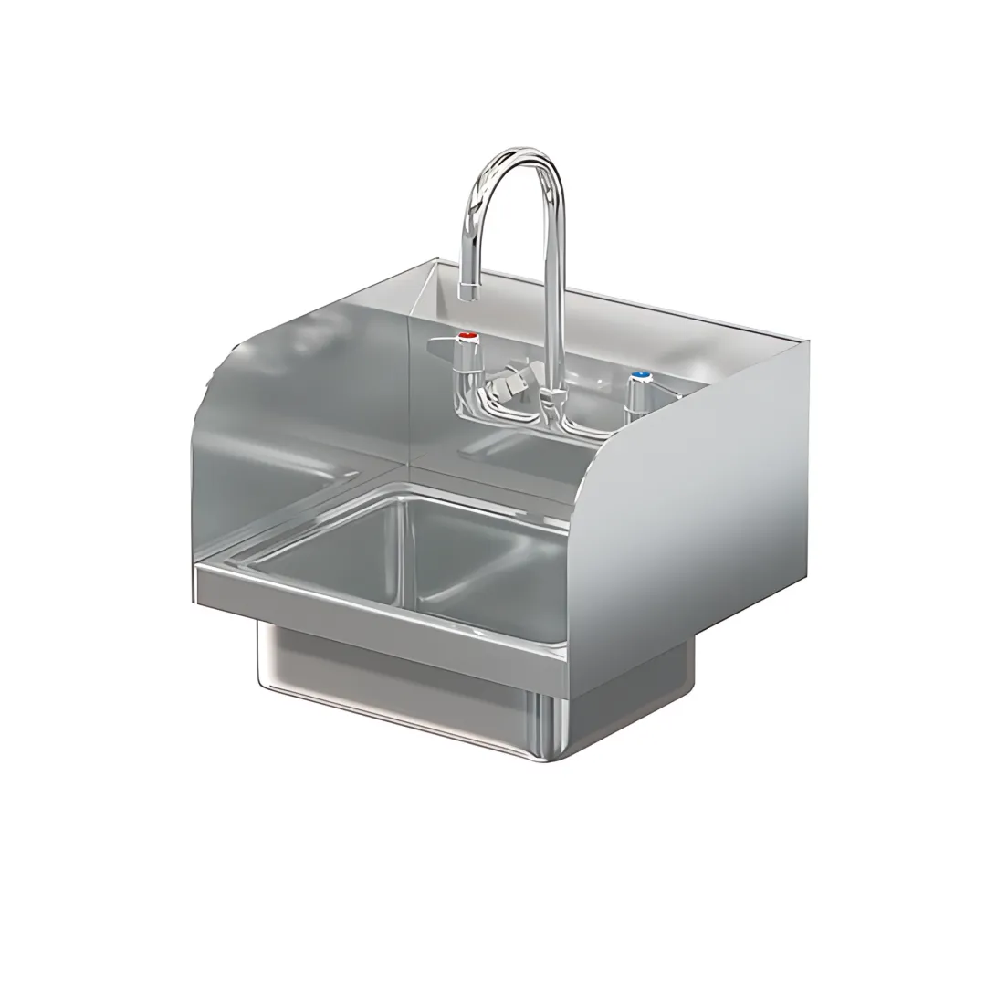 BRAZOS 16GA 14 X 10 X 5 HANDSINK W / WALL FAUCET END SPLASH BOTH SIDES